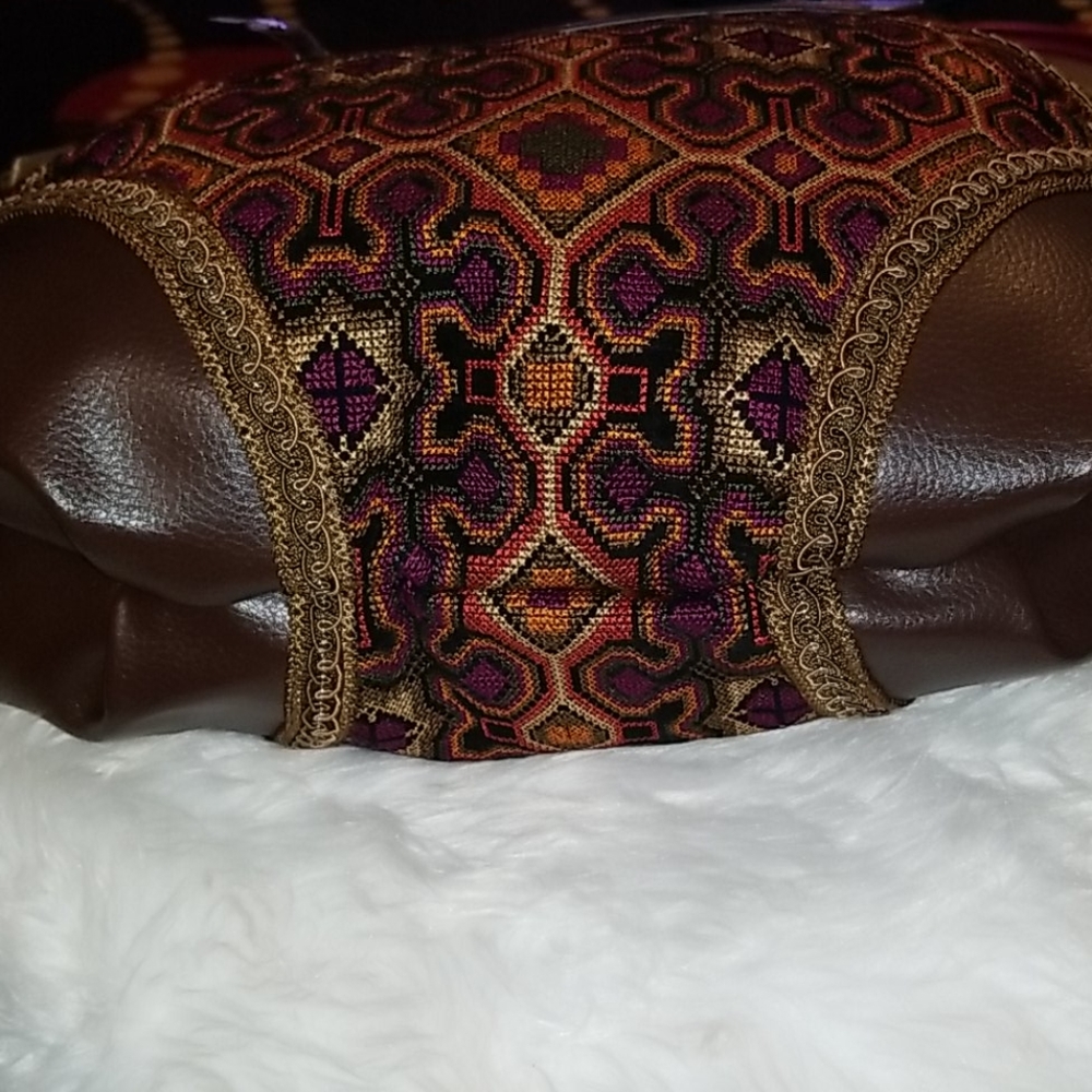 SHARIF 💜 WOW Melange Needlepoint Hobo Boho Bag (Brown) purse💜 - Picture 11 of 16